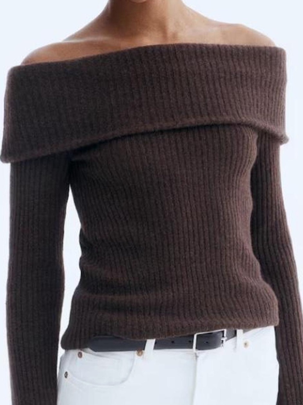 H&M Ribbed Knit Off Shoulder Sweater